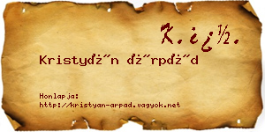 Kristyán Árpád névjegykártya